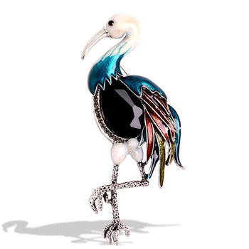 2023 Spalvingos emalio metalo flamingo paukščių sagės moterims Mados dizainas Krištolo gyvūnų sagės Smeigtukai Papuošalų vakarėlis Dovanos