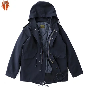2023 Vintage M51 Parka Jacket Men Winter kelių kišenių įdėklas su gobtuvu nuimamas ilgas Fishtail tranšėjos paltas Medvilninė paminkštinta striukė