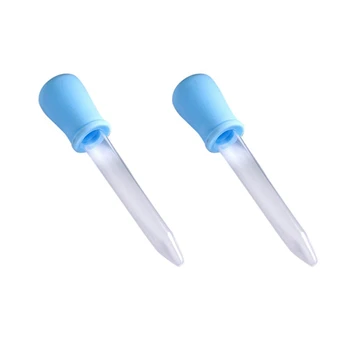 2X 5Ml skaidrios plastikinės pipetės skysto vaisto lašintuvas mėlynas kūdikiui