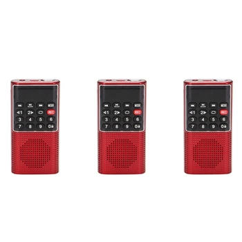 3X L-328 Mini nešiojamas kišeninis FM automatinis nuskaitymo radijo muzikos garso MP3 grotuvas Lauko mažas garsiakalbis su diktofonu