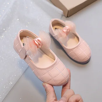AINYFU Bowknot Girl's Little Leather Shoes Casual Simple 2023 Pavasario rudens nauji batai Minkšti pado batai kūdikiams H563