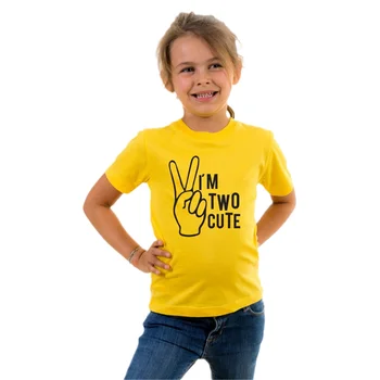 Aš esu du vaikai Geltona moteris Vasaros marškinėliai Mergaitės Mieli marškinėliai Medvilniniai marškiniai mergaitėms Feministinis viršus