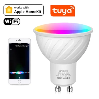Homekit GU10 WiFi išmanioji LED prožektoriaus lemputė RGBCW Apple Home MFI sertifikuota Alexa Google Home, Tuya Smart Life LED lempa