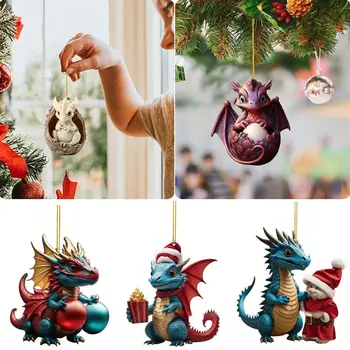 Kalėdinis drakonas Kalėdų pakabukas Naujųjų metų dovana Kūdikis Kiaušinis Akrilas Namų dekoracijos Mielas animacinis filmas Kalėdiniai papuošalai