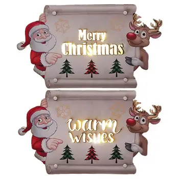 Kalėdinių durų dekoras Patvarus kalėdinis medinis ženklas Durų dekoravimas Medinis Linksmas Kalėdų dekoro ženklas Priekinės durys Linksmų Kalėdų