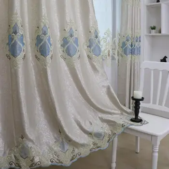 Lėta sielos karūna Pilka smėlio spalvos siuvinėtos prabangios užuolaidos 3d užuolaidos Europos svetainė Miegamasis Virtuvė Vientisos užuolaidos
