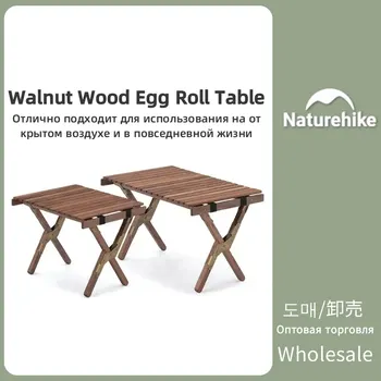 Naturehike Riešutmedžio medžio kiaušinių ritininis stalas lauko glamping sulankstomi baldai Kempingo pikniko kepsninė sulankstomas stalas 30kg Apkrovos guolis