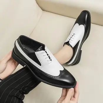 Odiniai batai Vyriški batai 2023 Naujas verslas Oficialus dėvėjimas Odiniai batai Pavasario kvėpuojantis korėjietiškas stilius Madinga laisvalaikio britų tendencija