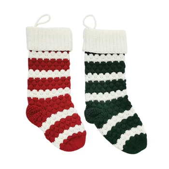 Raudona ir žalia Megztos kalėdinės kojinės Dekoravimas Didelės talpos kalėdinių dovanų maišelis Kalėdų eglutės papuošalai Puikus dovanų maišelis