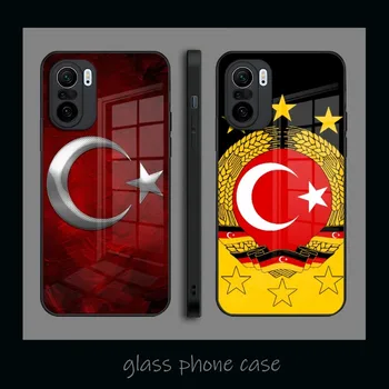 Turkijos Respublikos vėliavos telefono dėklas grūdintas stiklas Redmi K40 K20 K30 K50 Proplus 9 9A 9T Note10 11 T S Pro Poco F2 X3 NFC