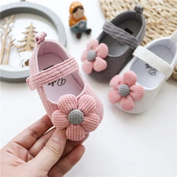 0-1 metų princesės batai Vilnoniai moteriški kūdikių batai Minkštas padas Kūdikis Patogus gėlių vaikščiojimas Mielas batas