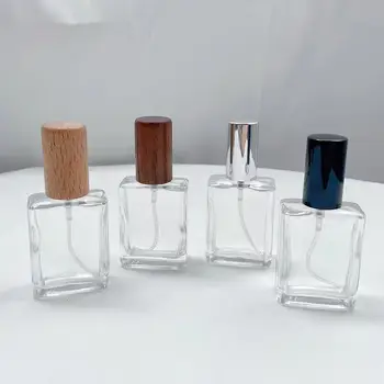 1 vnt 15ml kvadratinis mažas stiklinis mėginys atskiras išpilstymas į butelius nešiojamas buko dangtelio purškimo butelis riešutmedžio miško stiklo presas tuščias butelis