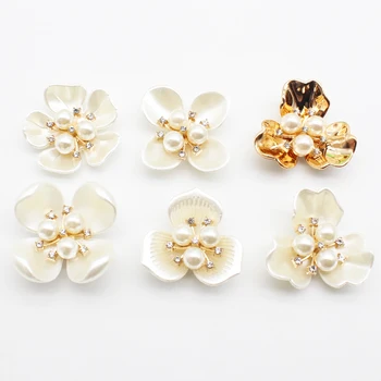 10Pcs Multi Style Plastic Flower Simulation Pearl Water Diamond Jewelry 