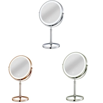 10X LED veidrodis įkraunamas makiažo veidrodis su 3 spalvomis, ryškumas reguliuojamas padidinimas Kosmetinis veidrodis 2 pusė