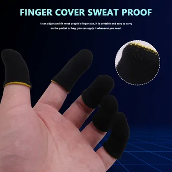 18-Pin Carbon Fiber Finger Sleeves For PUBG Mobile Games Press Screen Finger Sleeves Black & Yellow (16 vnt.)