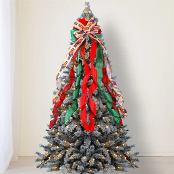 1vnt Didelis kalėdinis lankas Kalėdų eglutės viršaus papuošalai Naujieji metai Noel Navidad vakarėlis Kabančios dekoracijos Bowknot namų dekoro reikmenys