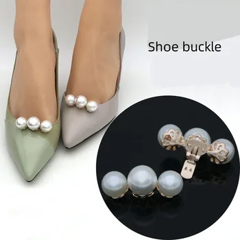 1vnt Perlų aukštakulnių batų spaustukas Moterų nuotakos vestuvinių batų dekoracijos Blizgūs dekoratyviniai spaustukai Kvadratinis spaustukas Žavesio sagtis