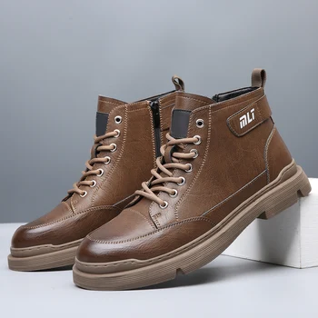 2023 Nauji odiniai batai vyrams Juodi rudi kaubojiški batai Vyriški madingi laisvalaikio batai Man prabangus prekės ženklas Darbo batai Vyrai
