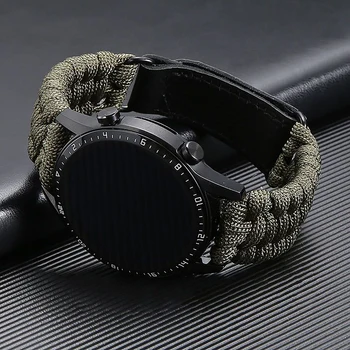 20mm 22mm dirželis Samsung Galaxy Watch 3 4 5 6 41mm 45mm 40mm 44mm Classice Band for Huawei GT 3 2 nailoninė virvės lauko apyrankė