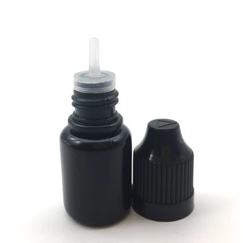 20vnt Tuščias 5ml juodas PE lengvai išspaudžiamas plastikinis lašintuvo buteliukas su vaikų neatidaromu dangteliu E skystos adatos buteliukas