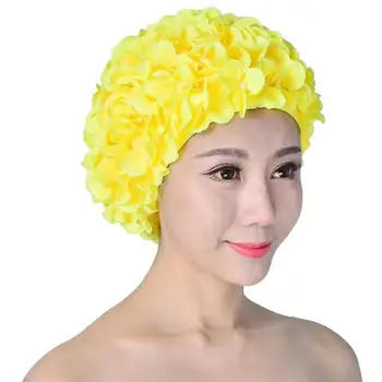3D Gėlių moters elastingumas Žiedlapis Retro Plaukimas Vasaros mada Ponios Gėlė Vintage Beach maudymosi kepurė