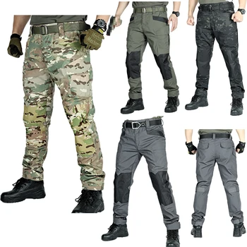 4 spalvų karinės taktinės kelnės lauko drabužiams atsparios kelių kišenių medžioklės realybės CS žygių ir alpinizmo kovinės kelnės