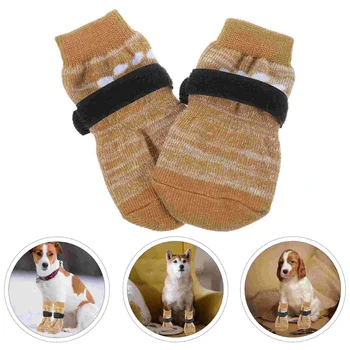4 vnt Naminių šunų kojinės Kojų apsaugos Kalėdiniai šuniuko reikmenys Medvilnė Atsparus dilimui