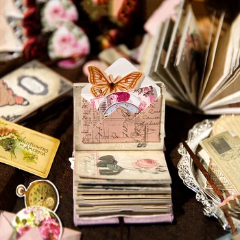 60 lapų Prisiminimų knygos serija Vintažinis mini drugelio gėlių koliažas Deco rašymo popieriaus medžiaga Knyga Kūrybinė 