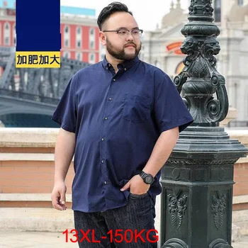 8XL 10XL vasaros vyriškos suknelės marškiniai trumpomis rankovėmis plius dydis dideli 9XL marškiniai vestuvės 13XL verslo Navy mėlyna violetinė Oficialūs biuro marškiniai