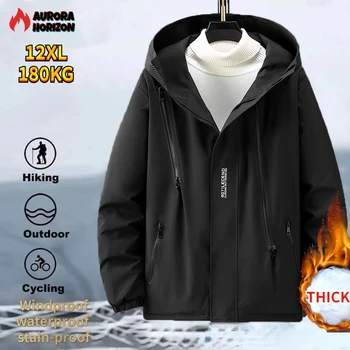 A&H Naujas juodas vandeniui atsparus parkas 180KG Vyrai Winter Warm Thick Windbreak Jacket Plus Size 10XL 12XL Winter Camping Jacket Coat Male