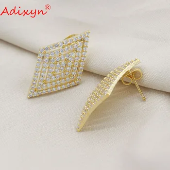 Adixyn New Fashion Jewelry Full Crystal Gold/Rose Color Brincos Rhinestone Crystal Stud auskarai moterims Dovanos N11029