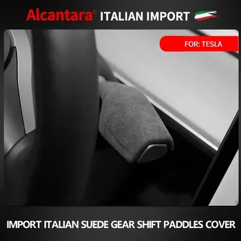 Alcantara Shift apsaugos dangtelis Tesla Model Y automobilio vairo pavarų rankenos svirties irklo dangčio apdailos priedai