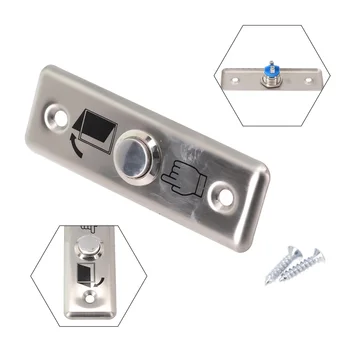 Aukštos kokybės sidabro nerūdijančio plono durų jungiklio mygtukas Patvarus jungiklis Plieninis mygtukas praėjimo kontrolei Durų išėjimo viršus