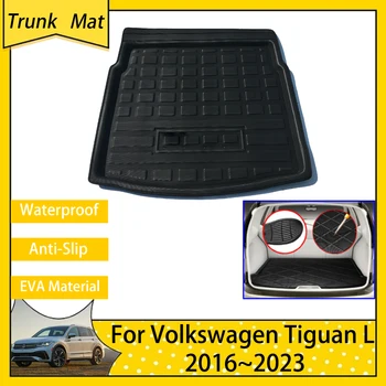 Automobilio bagažinės kilimėlis Volkswagen VW Tiguan L LWB MK2 2016 ~ 2023 Galinės bagažinės krovinių grindų kilimų organizatorius Accsesories EVA medžiaga 2019