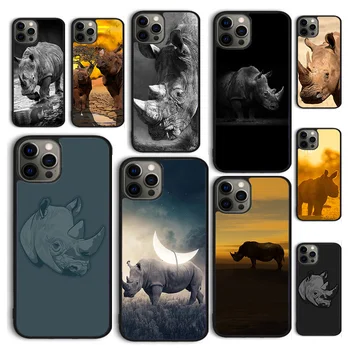 Autumu Animal Rhino telefono dėklo dangtelis, skirtas iPhone 15 12 mini X XS XR 11 13 14 Pro Max SE 2020 Apple 6S 7 8 Plus Coque