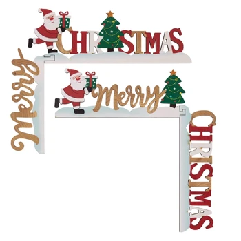 B0KB Kūrybiškas durų rėmo dekoro kalėdinis ornamentas su Kalėdų senelio tema atostogų sezonui