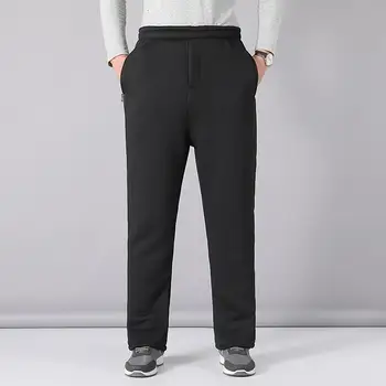 Basic Style Vyriškos sportinės kelnės Šalto oro sportinės kelnės Vidutinio amžiaus vyriškos laisvos plačios kojos Šiltos sportinės kelnės su pliušiniu pamušalu plius dydis