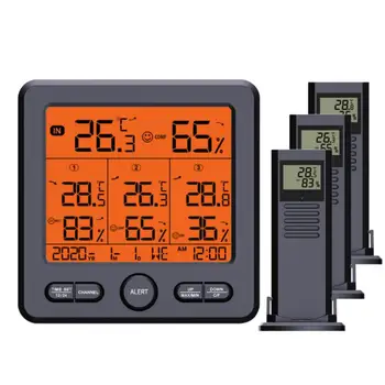 Belaidis orų stoties termometras TS-6210 skaitmeninis temperatūros jutiklis higrometras suRemote jutikliai maitinami iš akumuliatoriaus