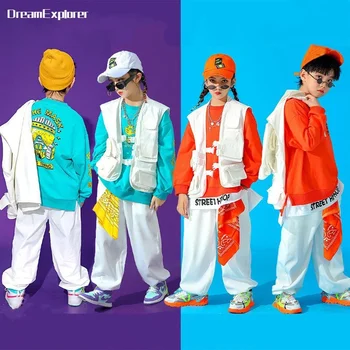Berniukai Hip Hopas Vienspalvis Džemperis Liemenė Joggers Girls Cool Top Street Dance Laisvos kelnės Kids Jazz Clothes Sets Child Streetwear