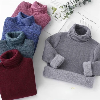 Berniukai Vilnonis megztinis Nėrimas Medvilnė Windbreak 2023 Aksomas Šiltas Sutirštinti Rudens žiemos megztiniai Paauglių Vaikų drabužiai