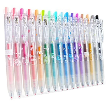 Blizgučių gelio rašalo rašiklis 16 įvairių spalvų ištraukiamo gelio rašiklio rinkinys 0,7 mm smulkus antgalis spalvotas žurnalo rašiklio dažymo piešinys