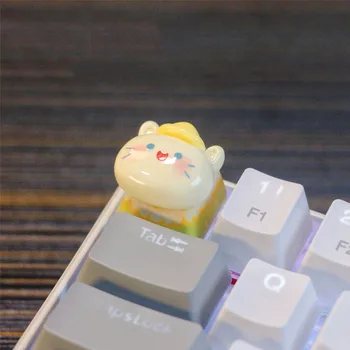 Cute Cat Resin Keycaps Yellow Keycap OEM Cross Shaft Mechanical Gaming Keyboard ESC Keycap No Backlight Caps