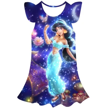 Disney princesės vakarėlis Suknelė mergaitėms Helovinas Jazminų princesės suknelė Kostiumas vaikams 3D drabužiai Gimtadienio dovanos Suknelės