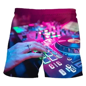 Fashion Music DJ 3d Print Beach Shorts For Men Summer Street Quick Dry Short Pants Hawaiian Swimming Trunks Cool Ice Shorts