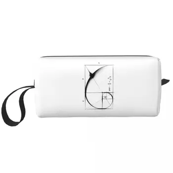 Fibonacci Sequence Golden Ratio Cosmetic Bag for Women Makeup Bags Math Technical Geek Travel Waterproof Toiletry Bag Organizer