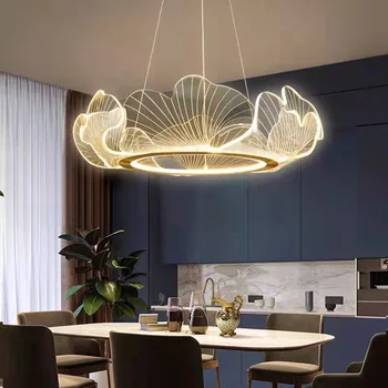 Ginkgo lapų meno šviestuvas Moderni minimalistinė lempa gyvenamajame kambaryje Studija LED išmanusis pritemdomas apšvietimas