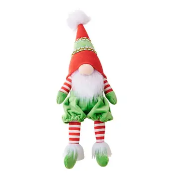 Gnome lėlės Naujųjų metų dovana Įnoringa kalėdinė nykštukinė lėlė Šventinis namų dekoravimas beveidžiu dizainu Ryškus žalias pleistras
