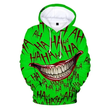 Haha juokdarys 3D spausdinti džemperis su gobtuvu Vyrai/Moterys Hip Hop Funny Autumn Streetwear 3D Joker Hoodies Džemperis poroms Drabužiai