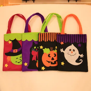 Halloween Tote Bag Witch Black Cat Candy Bag Trick Or Treat Ghost Festival Parti Happy Helloween Day Decor for Kids Gift Bag