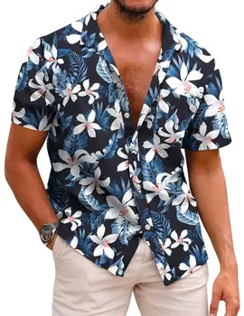 Havajų vyrų gėlės Camisa Camping Vasaros drabužiai vyrams Drabužiai Y2k Oversized palaidinė trumpomis rankovėmis 3d Print Fashion Beach